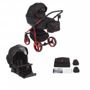 Adamex Barcelona Special Edition коляска 2 в 1 кожа черная/черный жаккард/красный